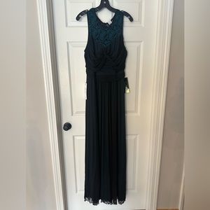 Very pretty gown with teal and black
